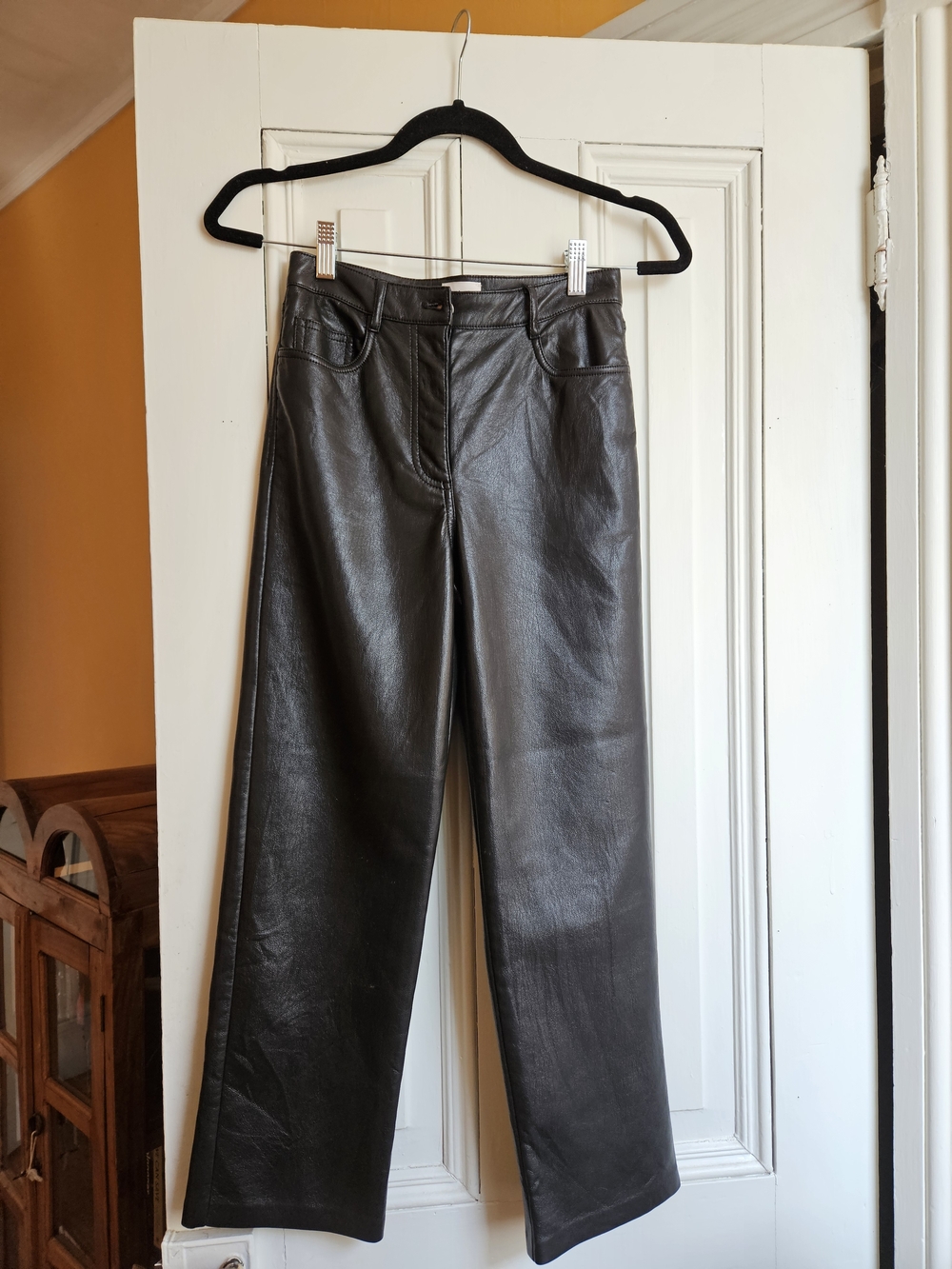 Wilfred Black Faux Leather-Look Straight Leg Jeans